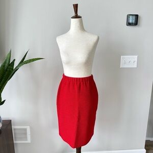 St. John Collection Elegant Pull-On Knit Pencil Skirt - Red